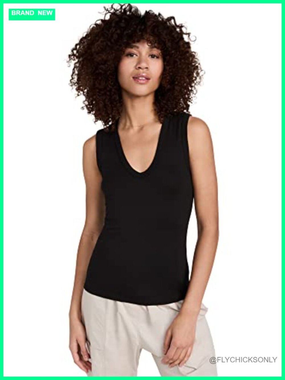 Womens Fitted Supima Cotton Sleeveless U Neck Tank Top